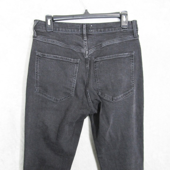 AGOLDE Riley Crop Jeans Black Wash Denim High Rise Button Fly Womens Size 29 - Picture 7 of 15